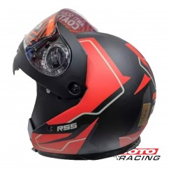 CASCO HAWK RS5 RESISTANCE NEGRO -  ROJO MATE REBATIBLE "XL" 62cm